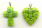 Lime Green "Lace" Pendants